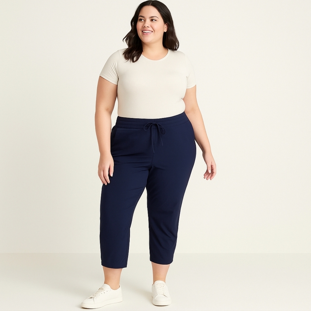All in Motion Navy Blue Jogger Pants XXL Stretch Waist, Cropped Fit  Ref (42 )